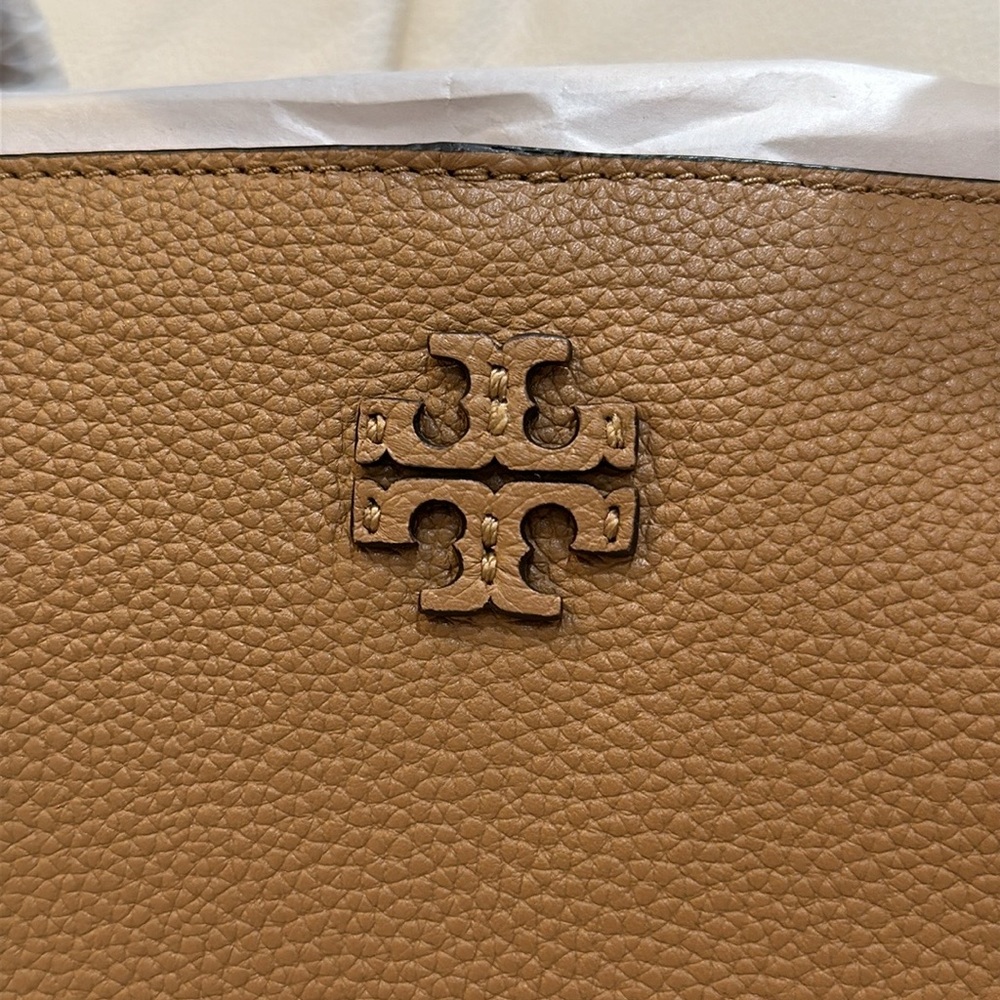 NWT Tory Burch McGraw Leather Tote in Tiramisu Brown Color with Dust Bag - Picture 9 of 15